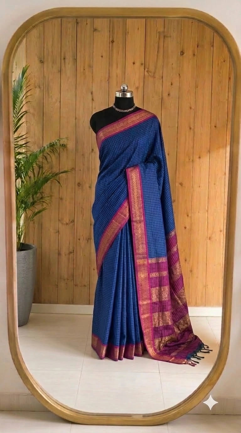 Blue Kalyani Cotton Saree