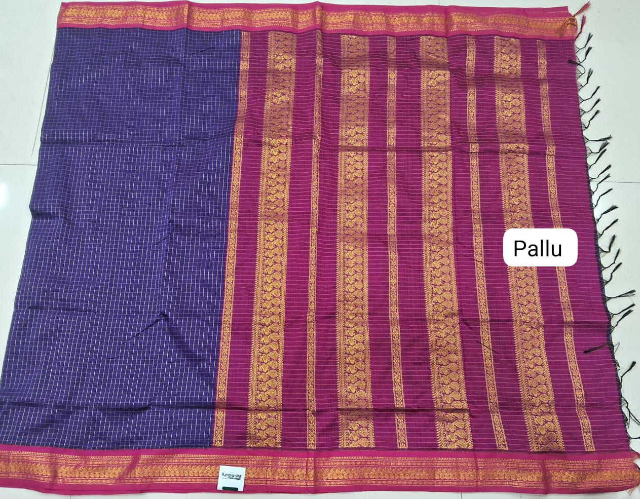 Blue Kalyani Cotton Saree pallu