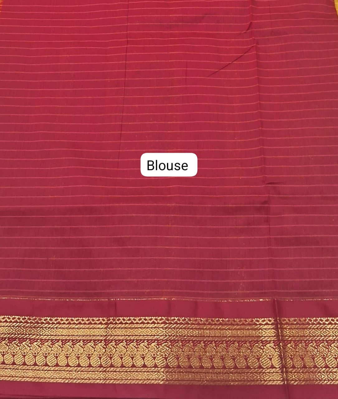 Mango Yellow Kalyani Cotton Saree blouse