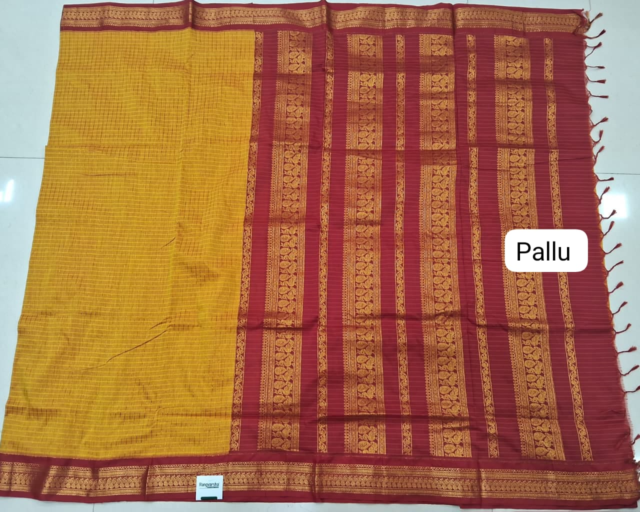 Mango Yellow Kalyani Cotton Saree pallu
