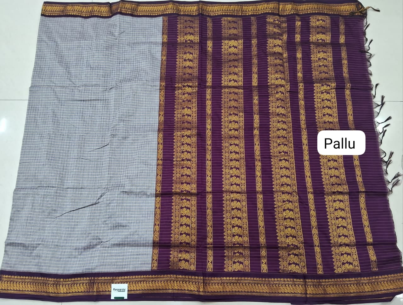 Grey Kalyani Cotton Saree pallu