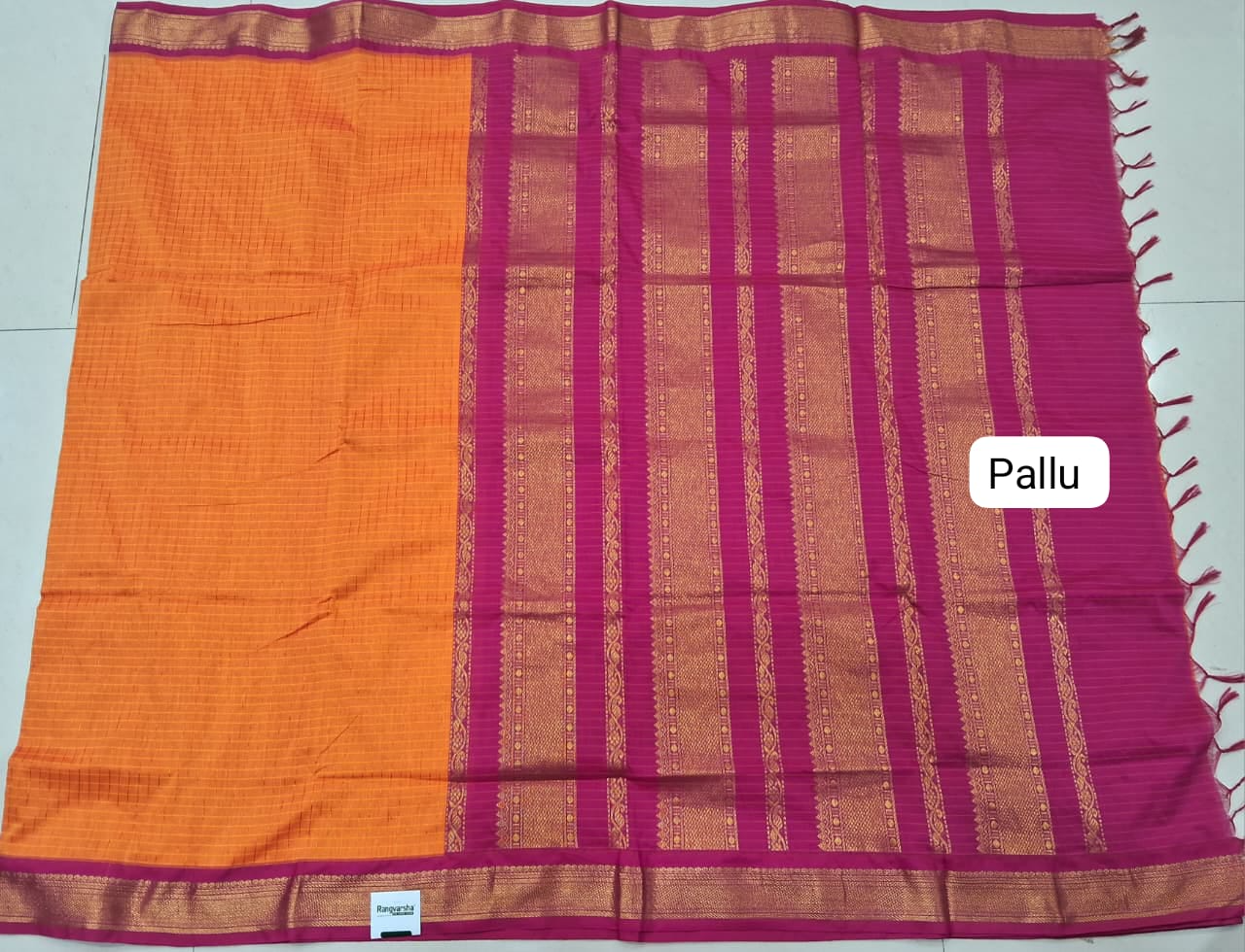 Orange Kalyani Cotton Saree pallu