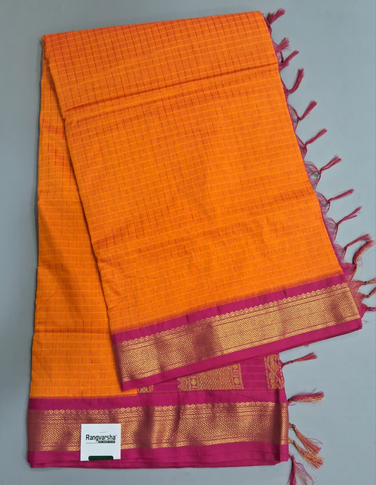 Orange Kalyani Cotton Saree