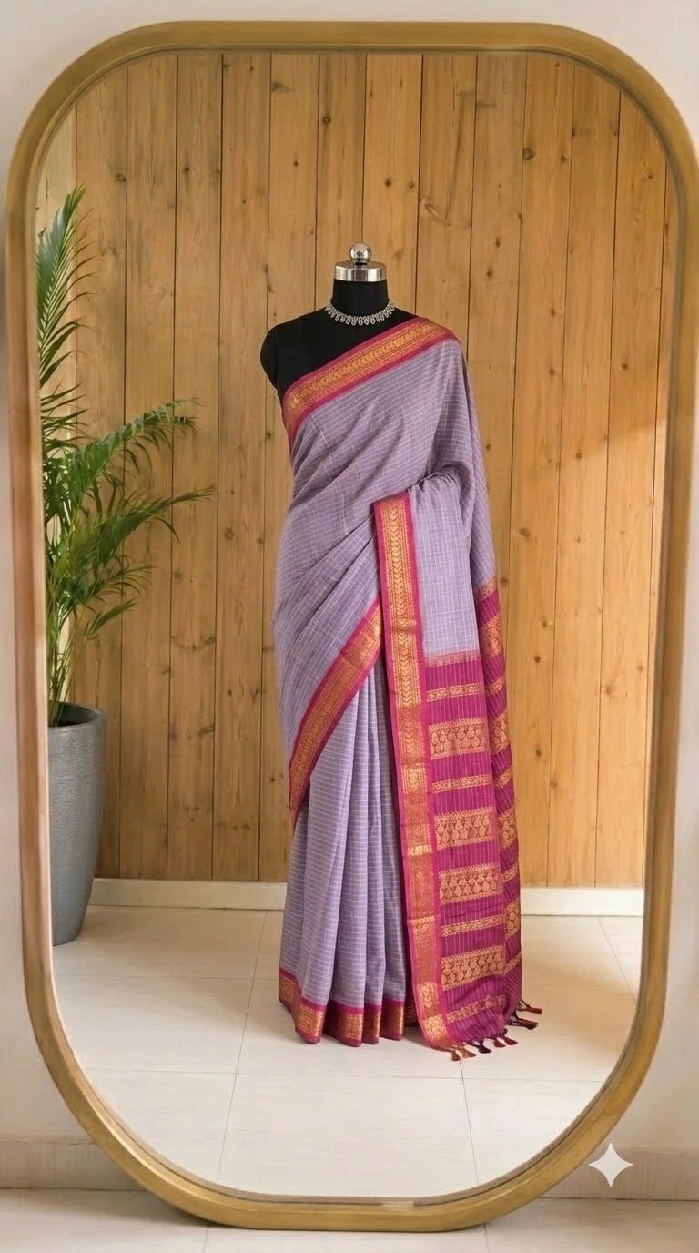 Lavender Kalyani Cotton Saree