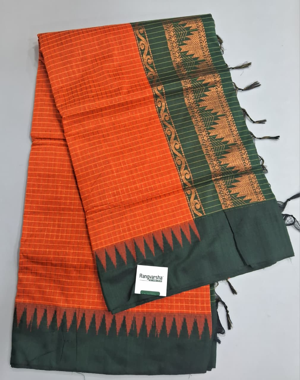 Dark Orange Kalyani Cotton Saree 