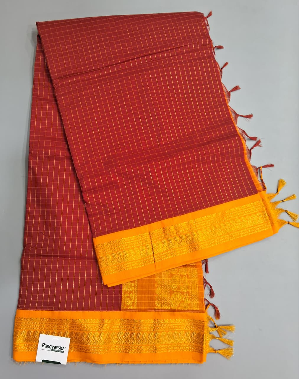 Fire Red Kalyani Cotton Saree