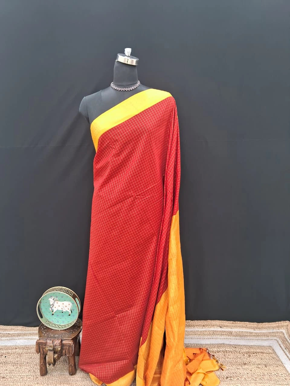Fire Red Kalyani Cotton Saree