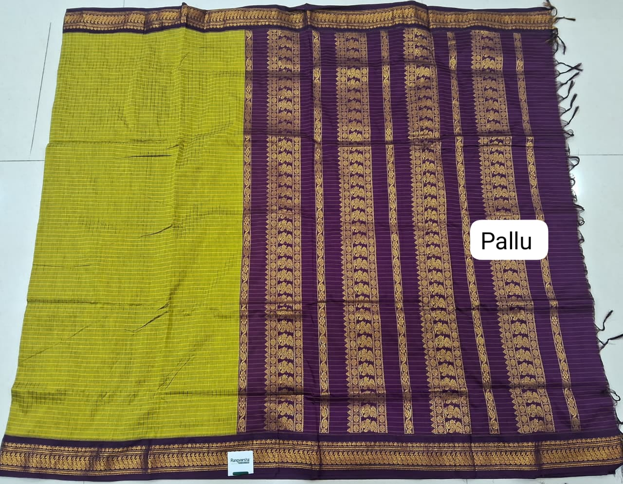 Parrot Green Kalyani Cotton Saree pallu