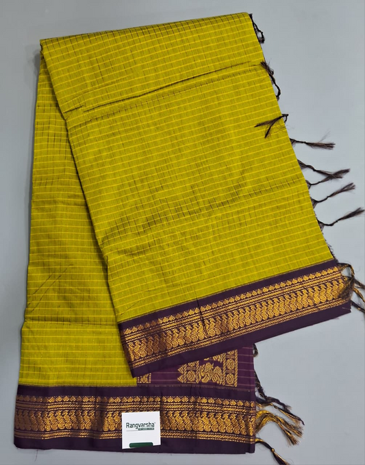 Parrot Green Kalyani Cotton Saree