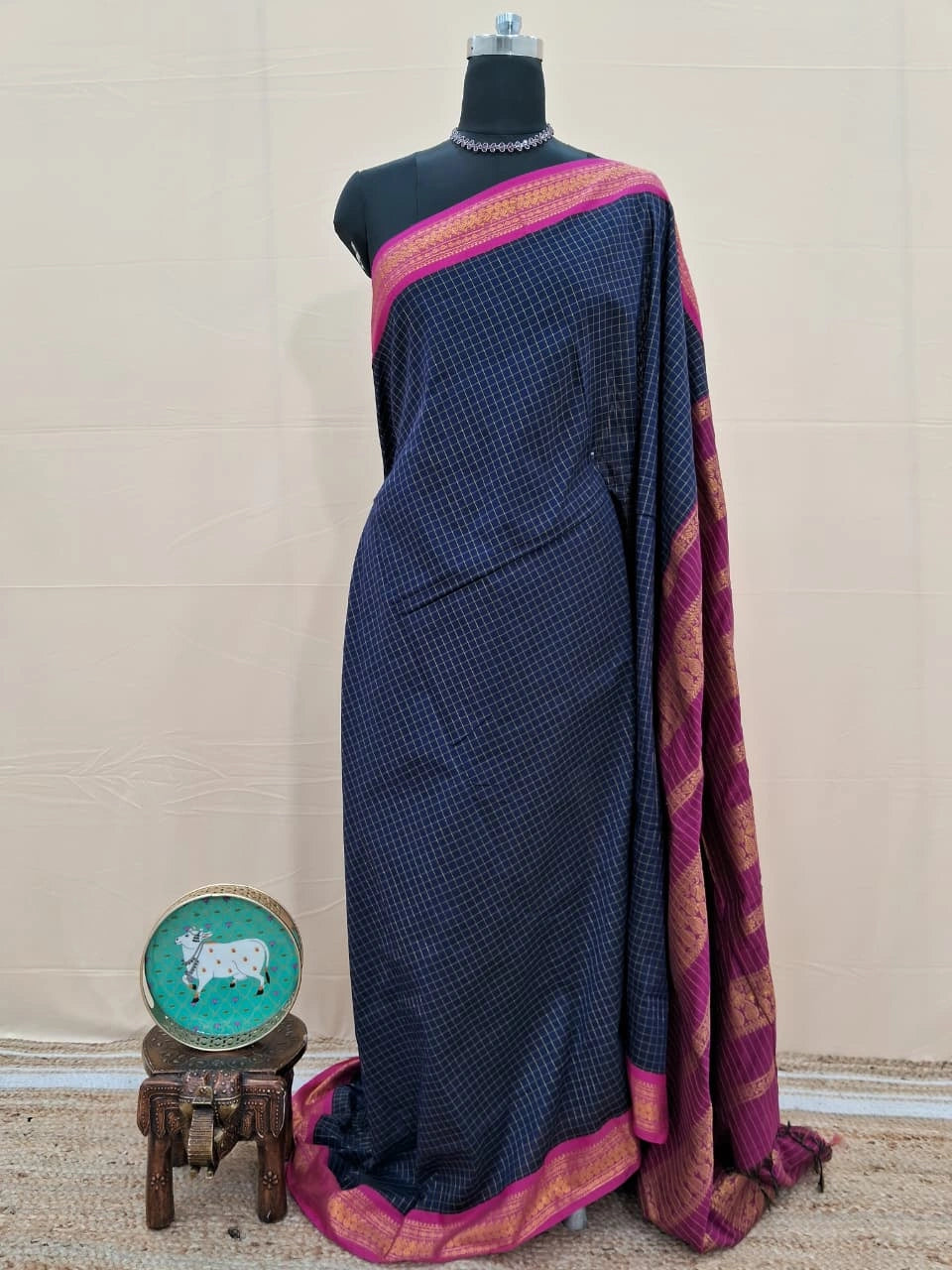 Dark Blue Kalyani Cotton Saree