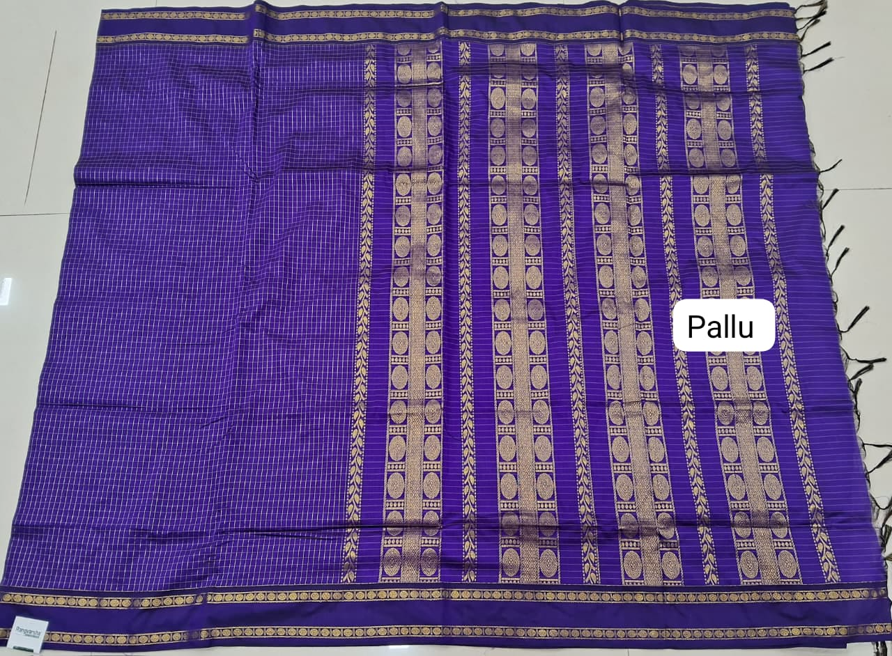 Navy Blue Kalyani Cotton Saree pallu