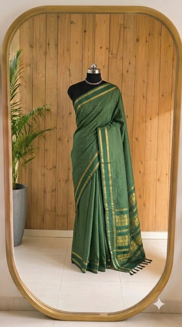 Bottle Green Kalyani Cotton Saree 