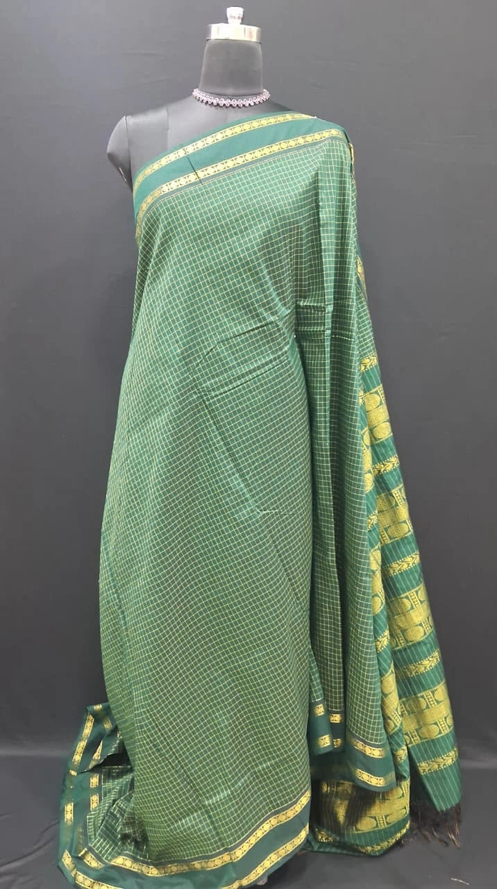 Bottle Green Kalyani Cotton Saree 