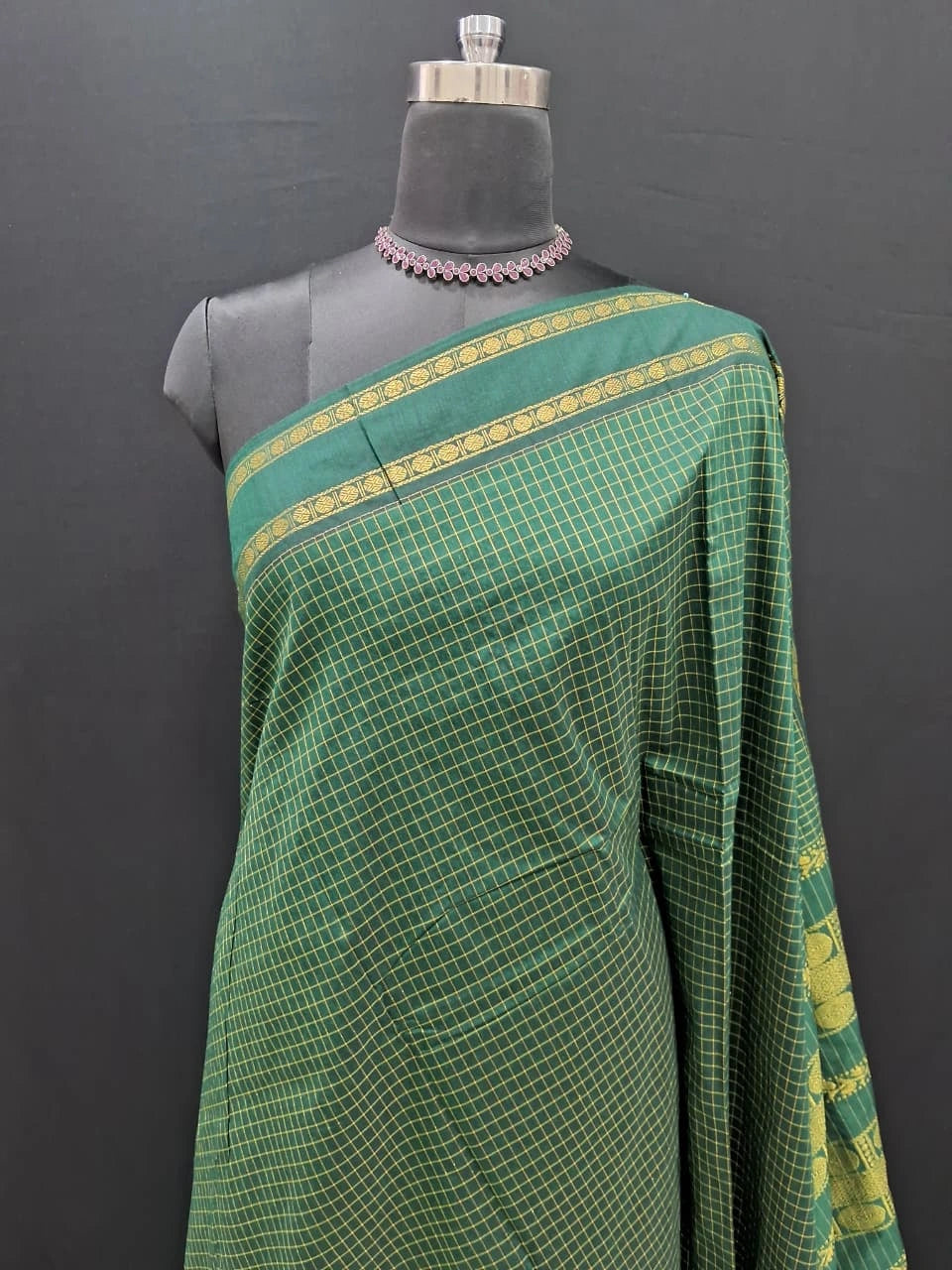 Bottle Green Kalyani Cotton Saree 1