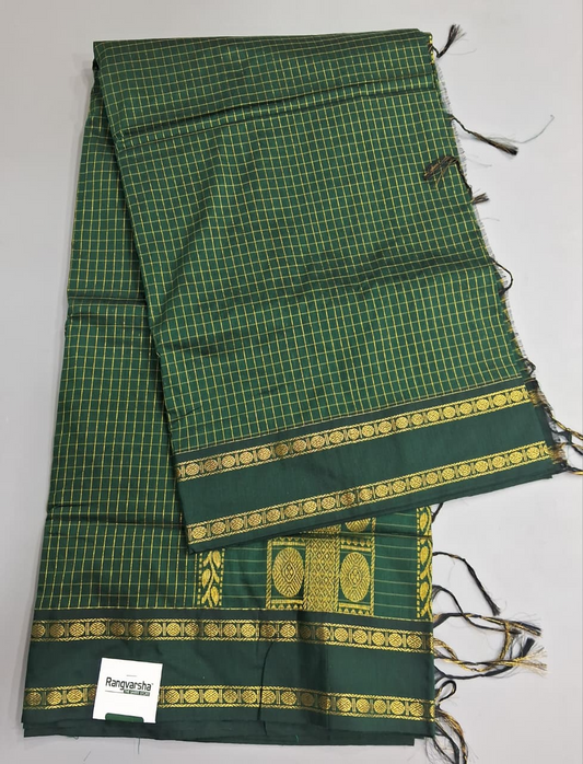 Bottle Green Kalyani Cotton Saree