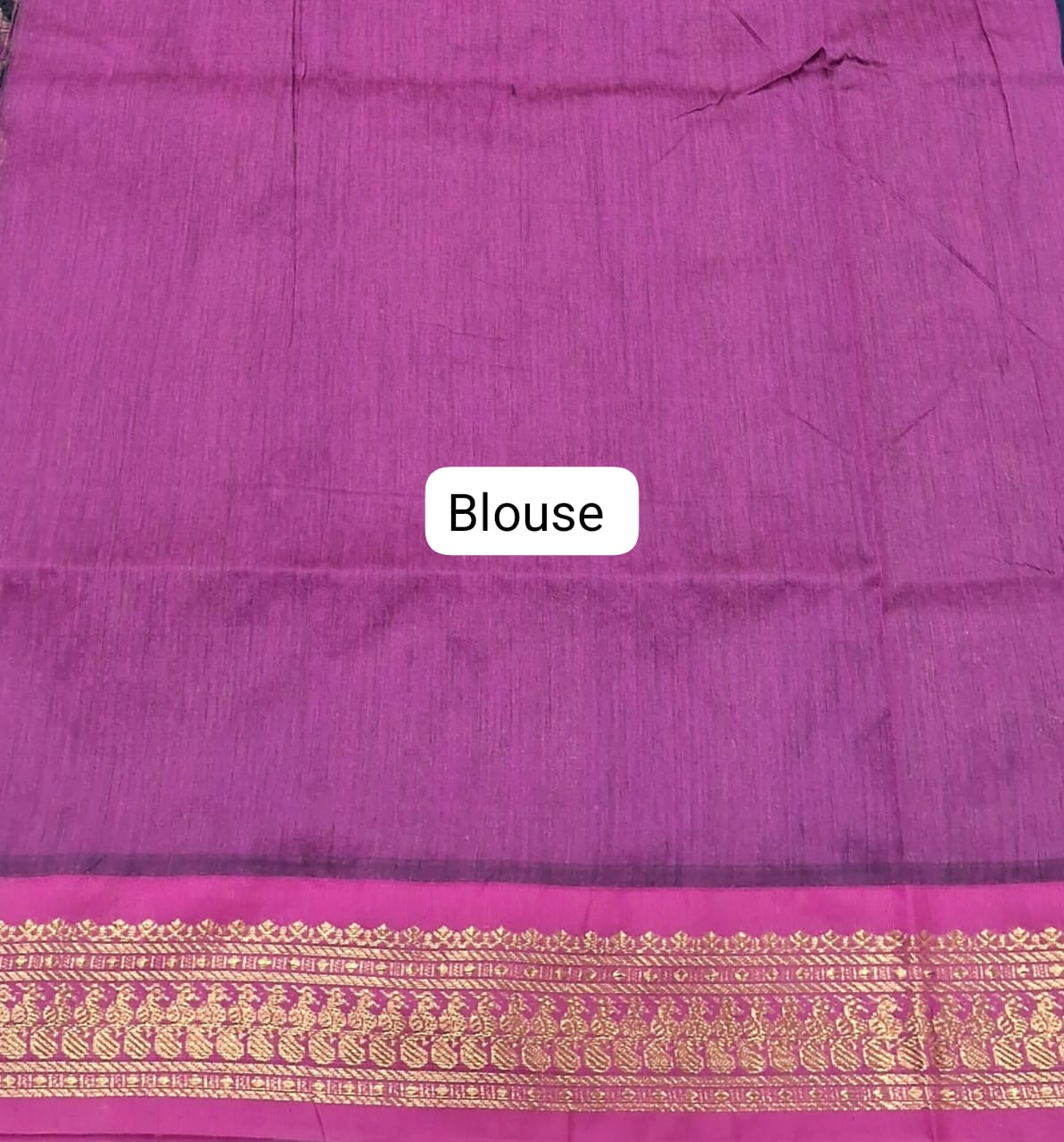 Navy Blue Kalyani Cotton Saree blouse