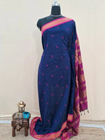 Handwoven Navy Blue Kalyani Cotton Saree