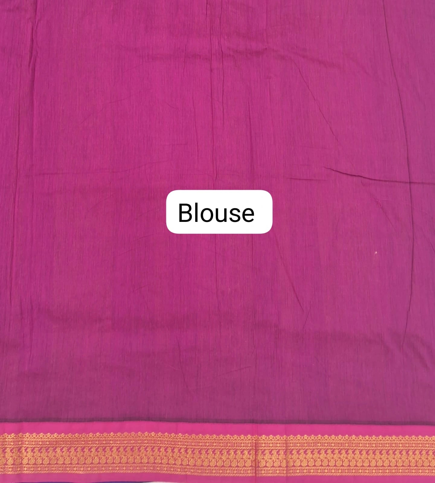Handwoven Navy Blue Kalyani Cotton Saree blouse