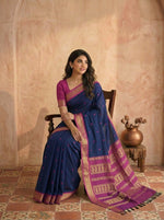 Handwoven Navy Blue Kalyani Cotton Saree