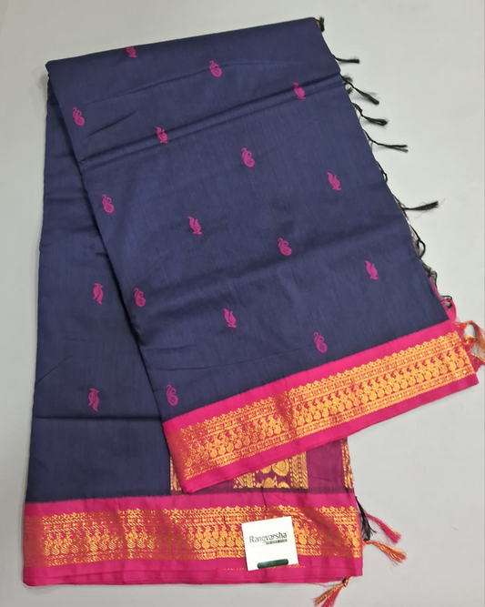 Navy Blue Kalyani Cotton Saree 