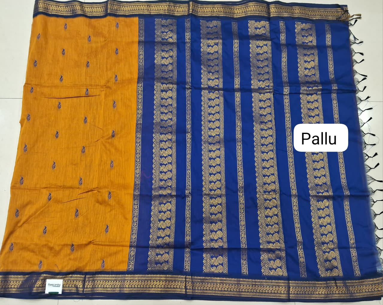 Mango Yellow Kalyani Cotton Saree pallu