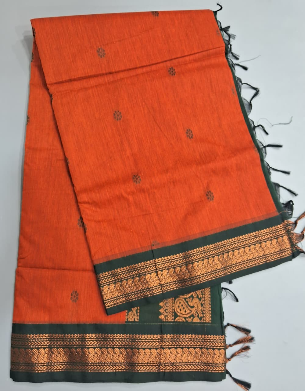 Dark Orange Kalyani Cotton Saree