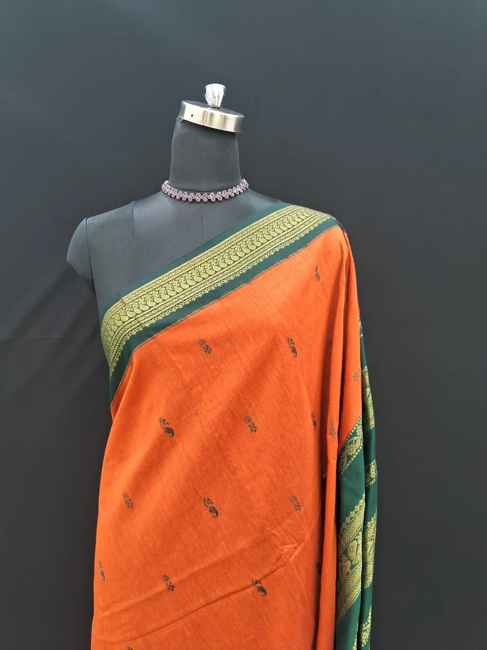 Dark Orange Kalyani Cotton Saree 