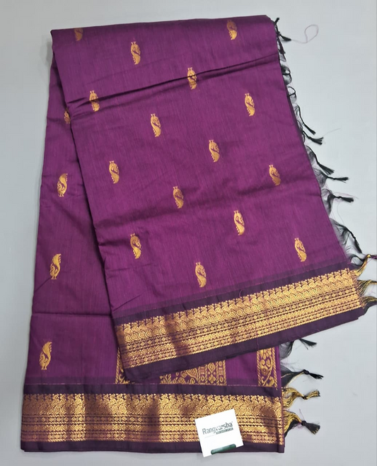 Wine Kalyani Cotton Saree 