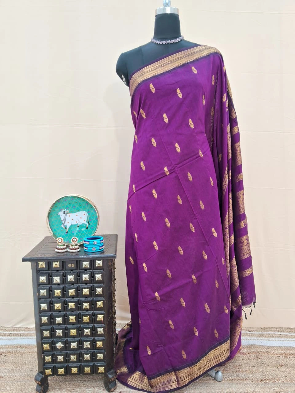 Timeless Wine Kalyani Cotton Saree