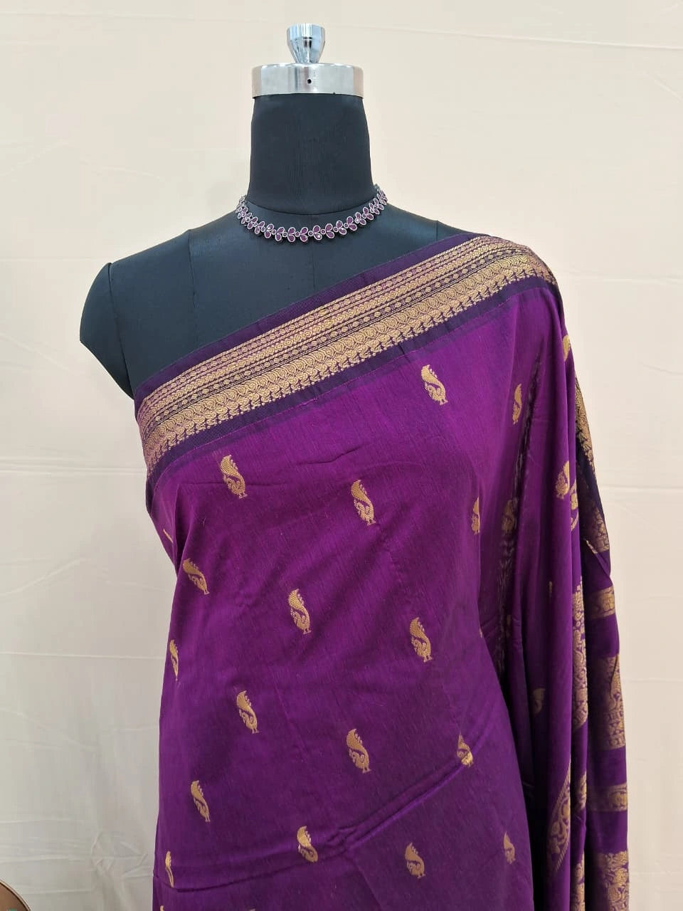 Timeless Wine Kalyani Cotton Saree 1