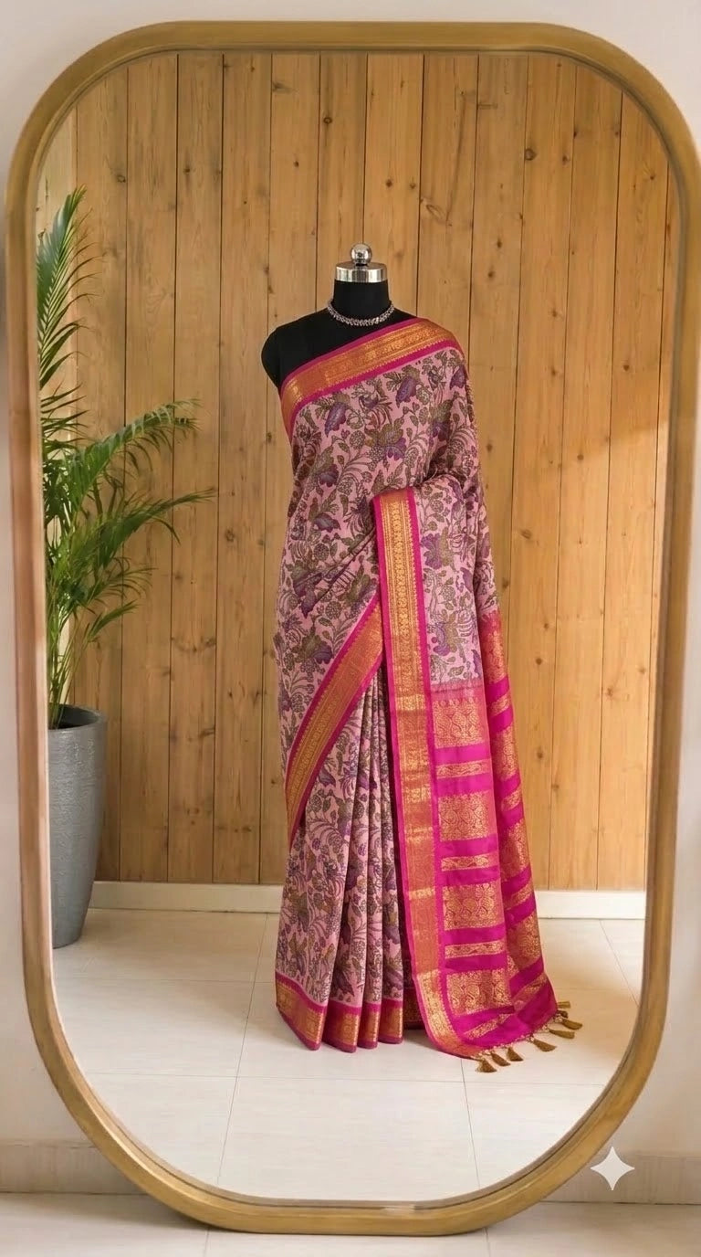 Charming Pink Kalyani Cotton Saree