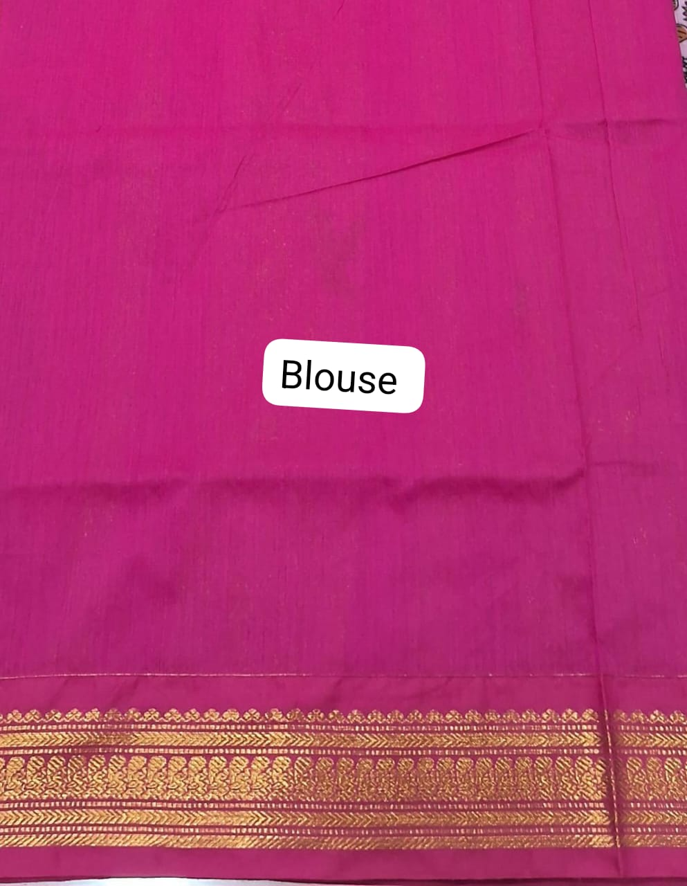 Pink Kalyani Cotton Saree blouse