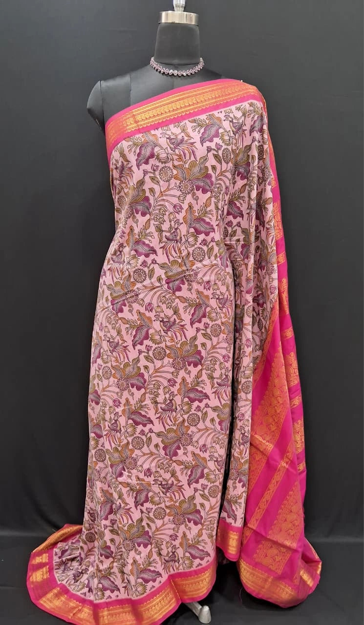 Charming Pink Kalyani Cotton Saree