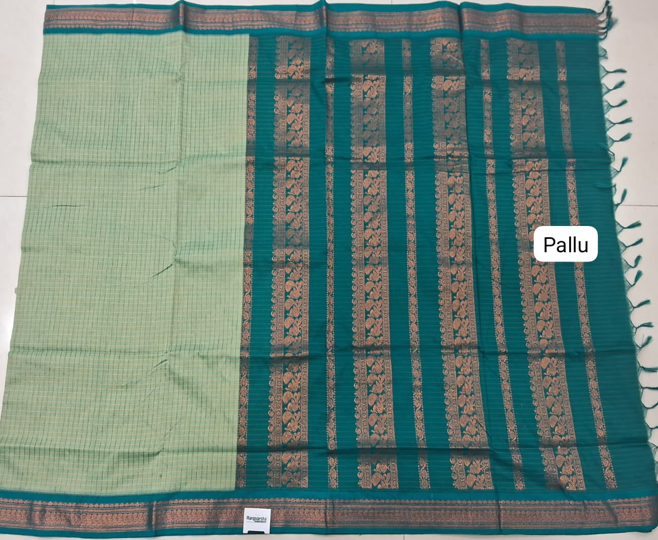 Pista Green Kalyani Cotton Saree pallu
