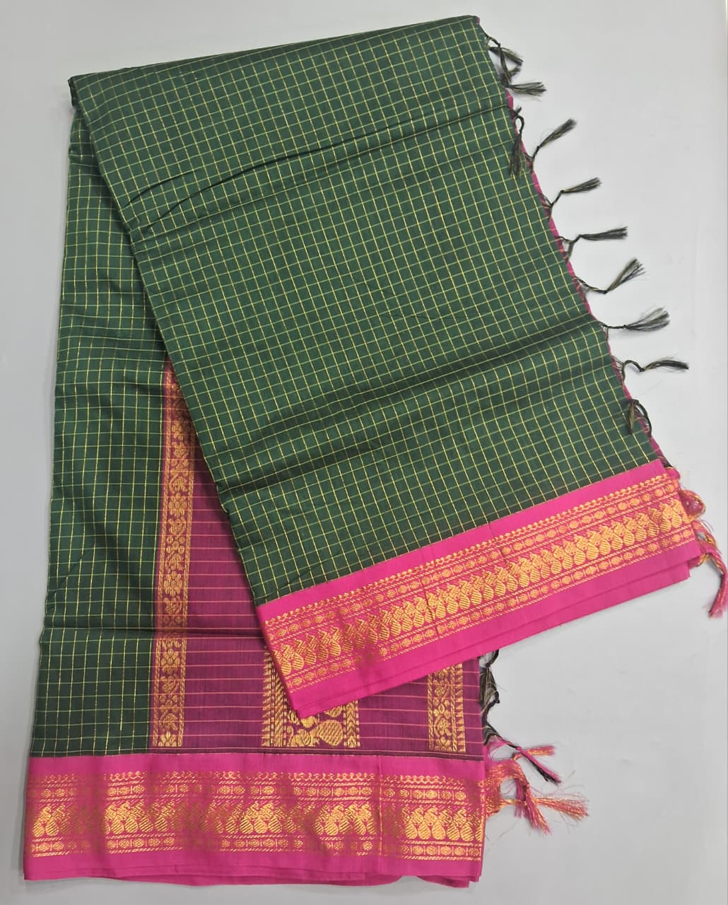 Bottle Green Kalyani Cotton Saree