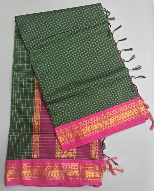 Bottle Green Kalyani Cotton Saree