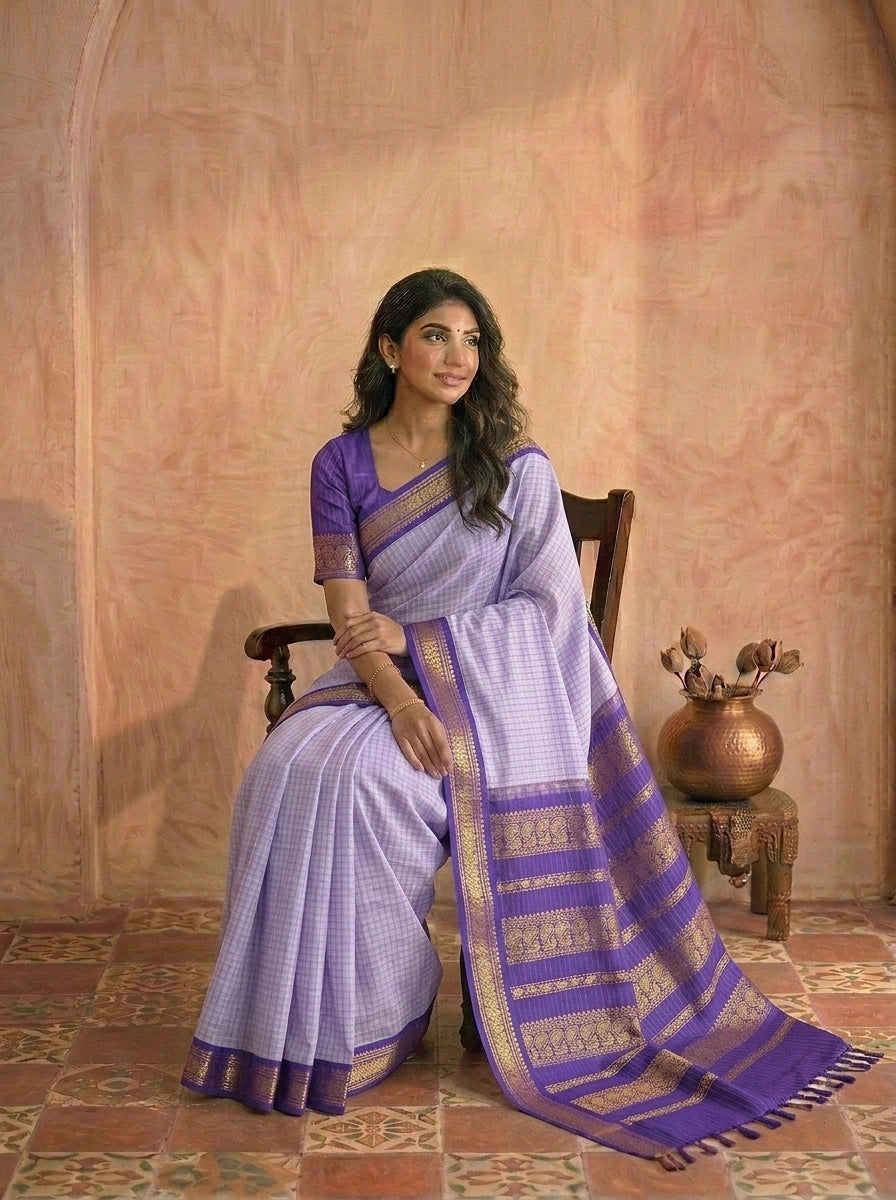 Light Purple Kalyani Cotton Saree