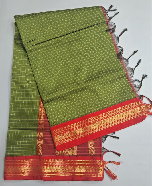 Leaf Green Kalyani Cotton Saree
