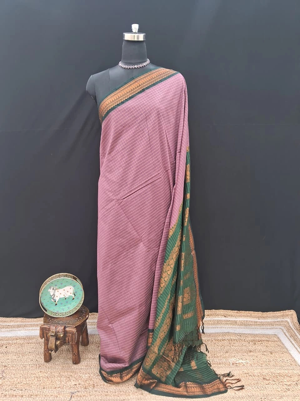 Onion Pink Kalyani Cotton Saree
