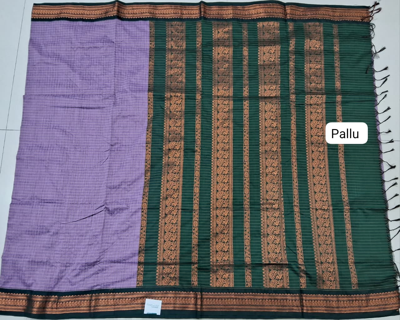 Lavender Kalyani Cotton Saree pallu