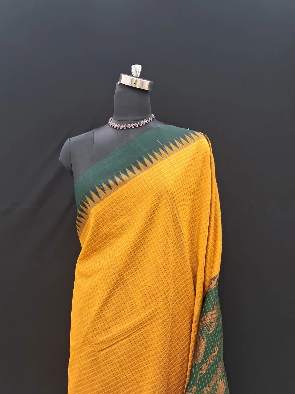 Graceful Mango Yellow Kalyani Cotton Saree 