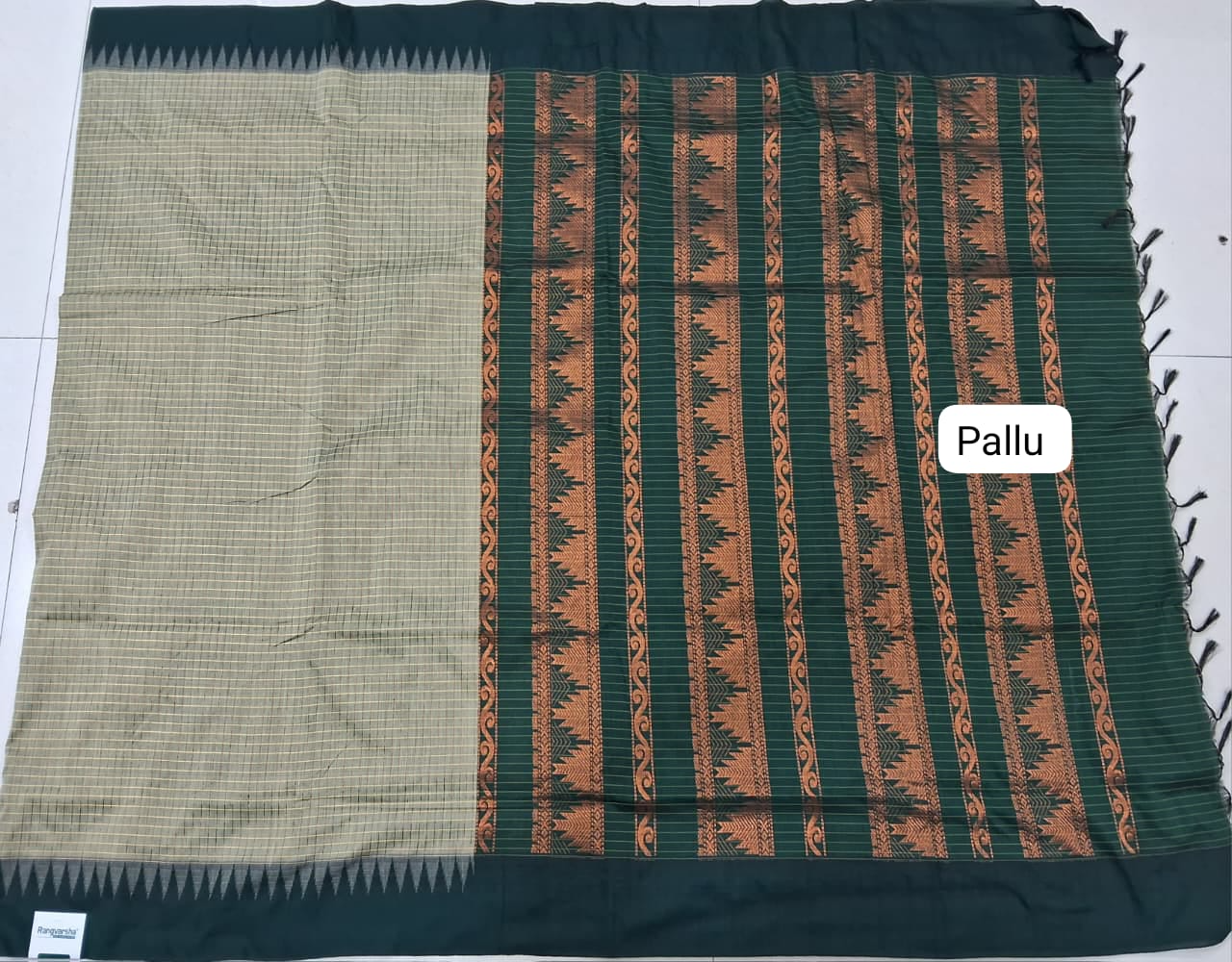Light Pista Green Kalyani Cotton Saree pallu