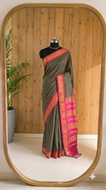 Dark brown Kalyani cotton saree