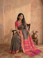 Dark brown Kalyani cotton saree