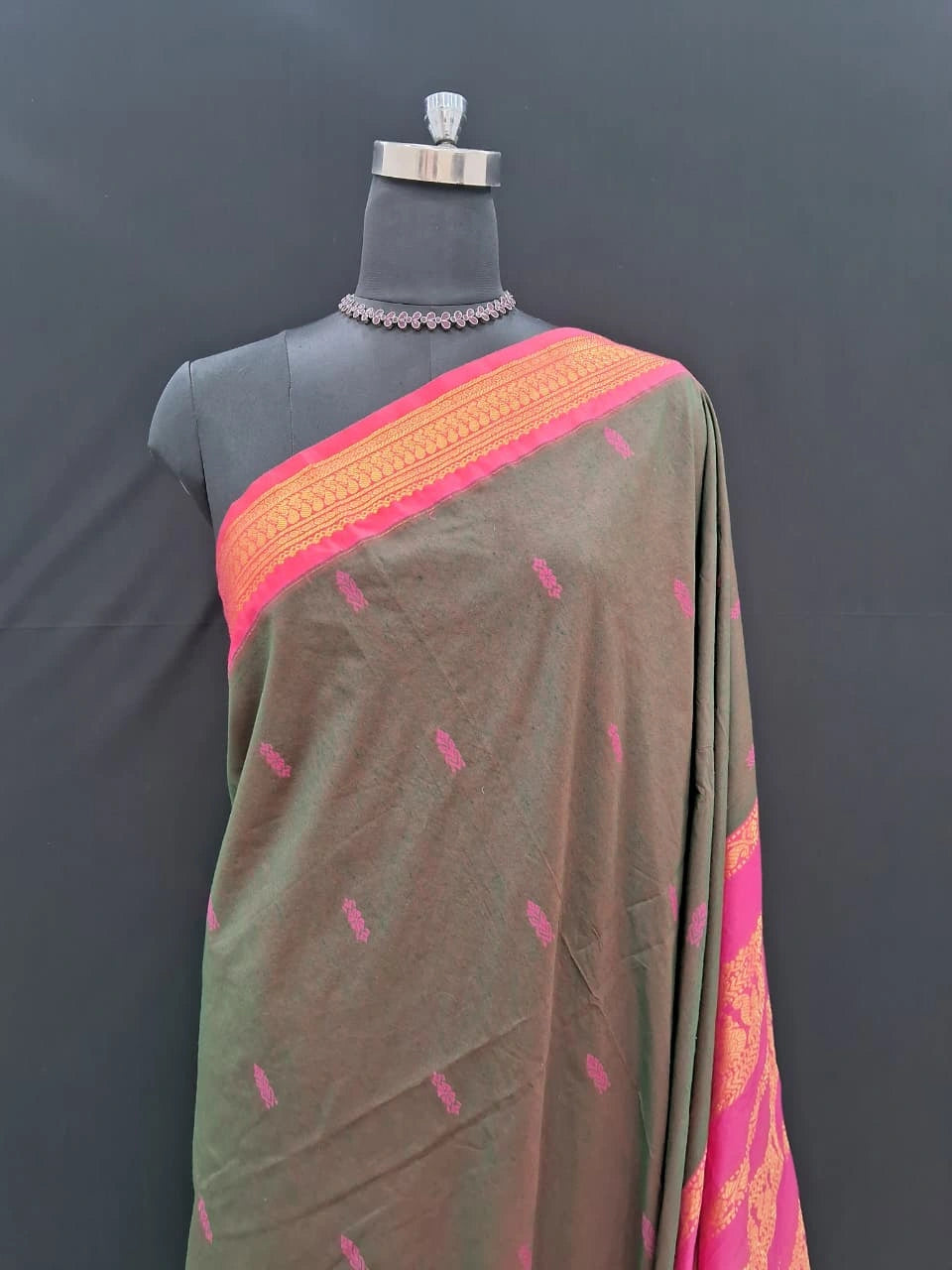 Dark brown Kalyani cotton saree 1