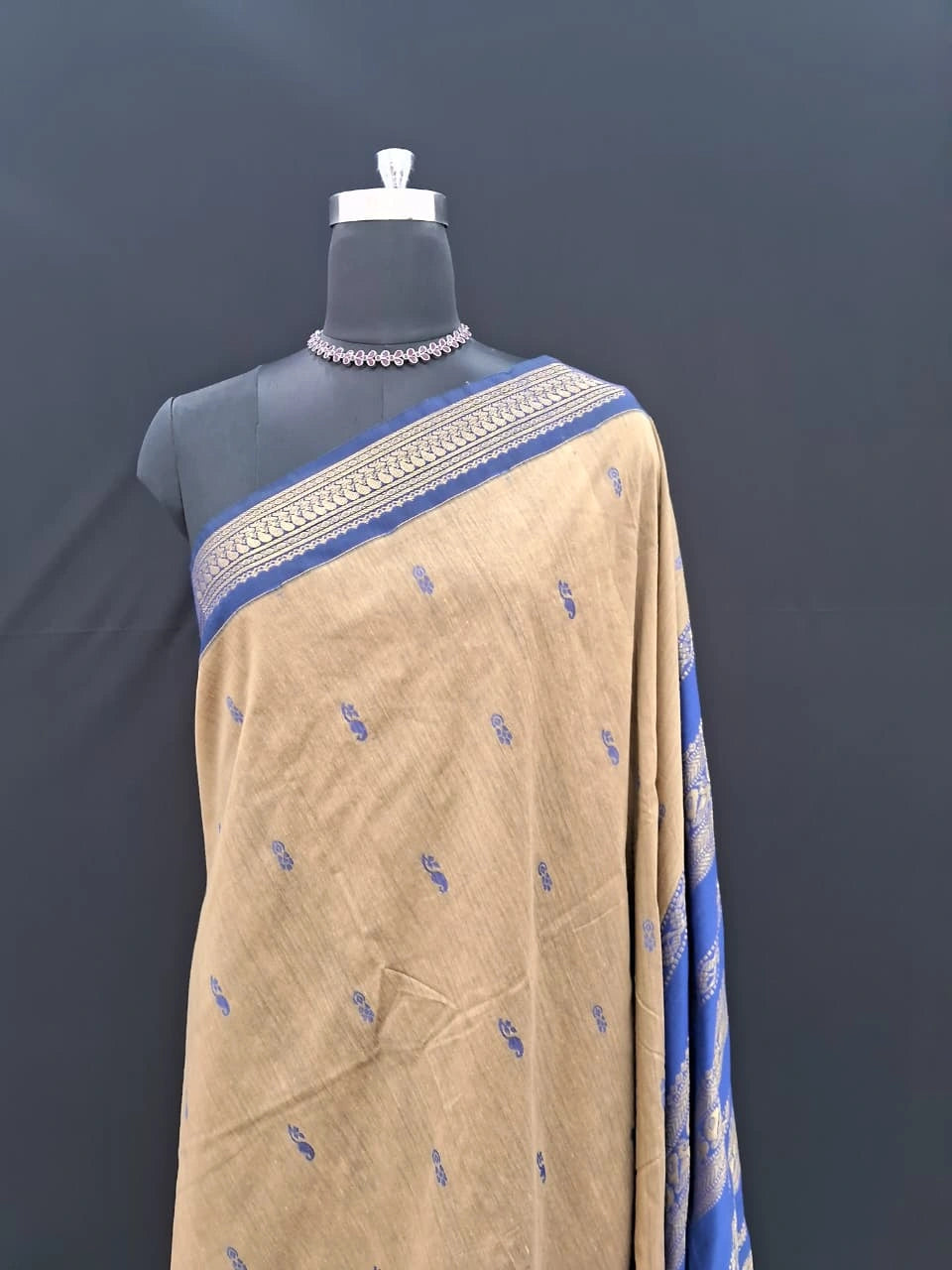 Graceful dark beige Kalyani cotton saree