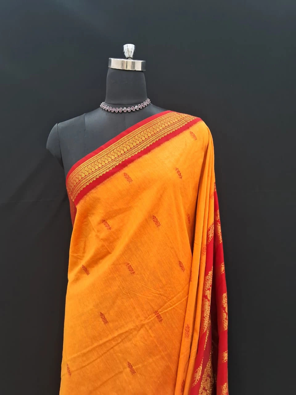 Beautiful Mango Yellow Kalyani Cotton Saree 1