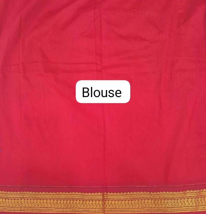 Beautiful Mango Yellow Kalyani Cotton Saree Blouse