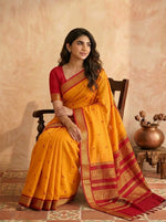 Beautiful Mango Yellow Kalyani Cotton Saree 