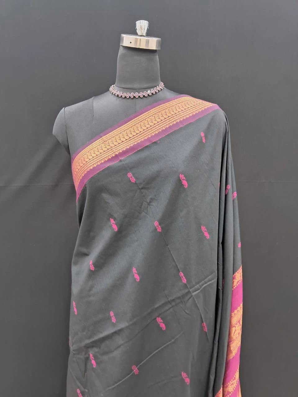 Stunning Black Kalyani Cotton Saree 1